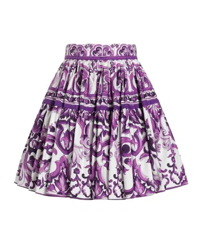 Dolce & Gabbana Short Cotton Skirt With Majolica Print Dolce E Gabbana