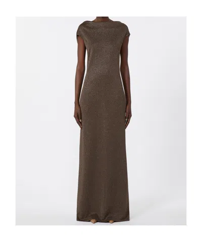 Max Mara Robe En Fil De Viscose Et Lurex In Brown