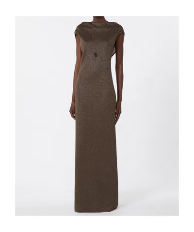 Max Mara Robe En Fil De Viscose Et Lurex In Brown
