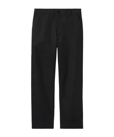 Gucci Men Cotton Twill Trousers With Web Detail In Black