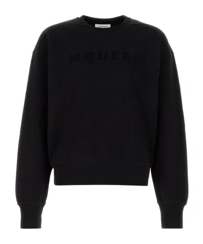 Alexander Mcqueen Logo Printed Crewneck Sweatshirt In Black