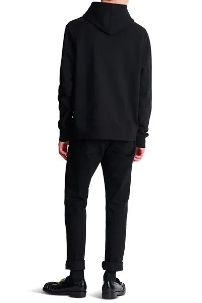Balmain Printed Chain Logo Hooded Sweatshirt In Black