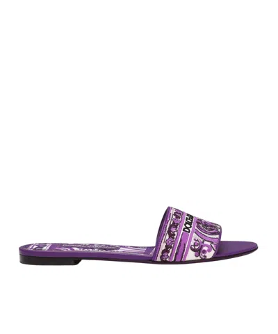 Dolce & Gabbana Dolce&gabbana Women Leather Dg Logo Sandals In Purple
