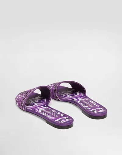 Dolce & Gabbana Dolce&gabbana Women Leather Dg Logo Sandals In Purple