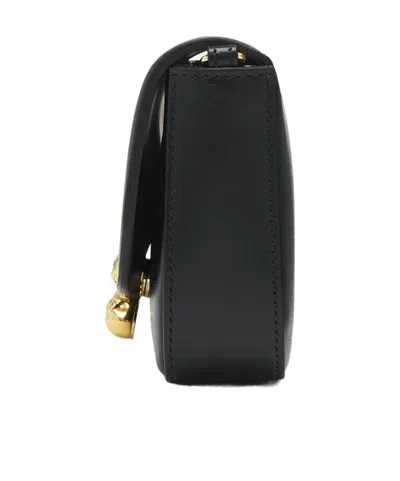 Alexander Mcqueen Black Leather Skull Flower Small Shoulder Bag In Animal Print