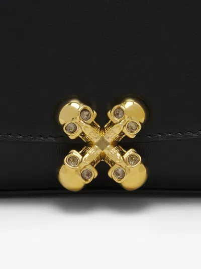 Alexander Mcqueen Black Leather Skull Flower Small Shoulder Bag In Animal Print