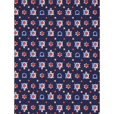 Ferragamo Turtle Print Silk Tie Ties And Bow Ties Blue In Purple