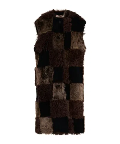 Marni Patchwork Design Shearling Vest