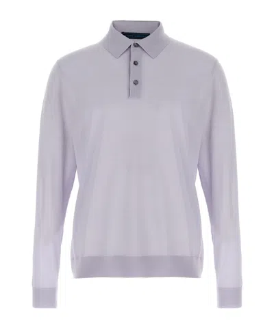 Kiton Ribbed Cuffs And Hem Polo Shirt In Purple