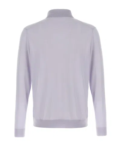 Kiton Ribbed Cuffs And Hem Polo Shirt In Purple