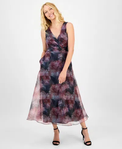 Julia Jordan Women's Printed V-neck Sleeveless Gown In Multi