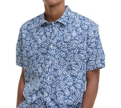 Barbour Leaf Print Jackstone Shirt In Blue