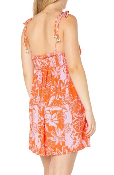 Roxy Juniors' Island Reverie Printed Mini Dress In Orange