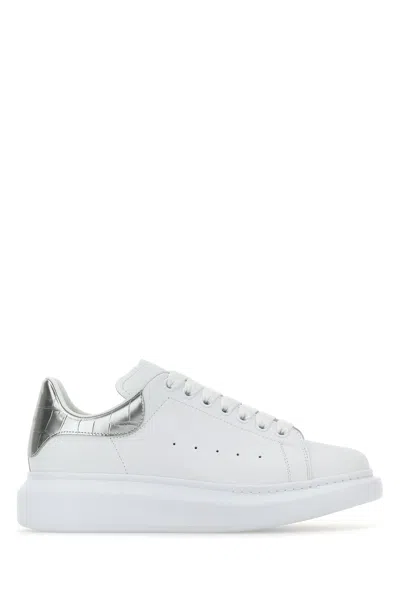 Alexander Mcqueen 'oversized Sneaker' With Croc-embossed Tab In Silver