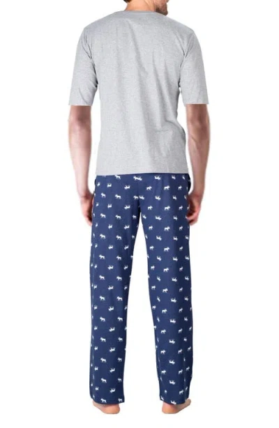 Sleephero Knit Brushed Grid Flannel Pajamas In Blue