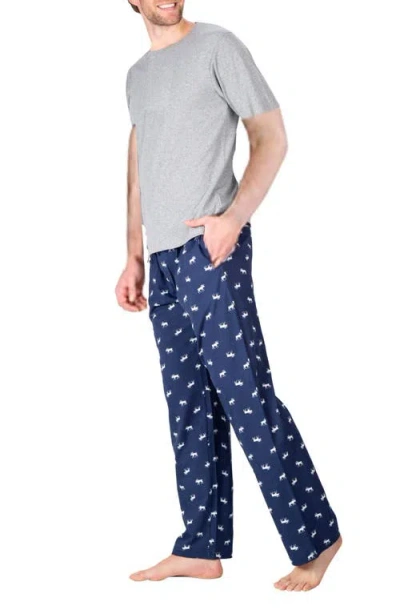 Sleephero Knit Brushed Grid Flannel Pajamas In Blue