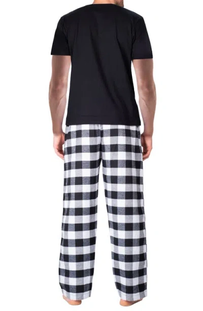 Sleephero Short Sleeve Plaid Flannel Pajama Set In Black