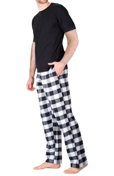 Sleephero Short Sleeve Plaid Flannel Pajama Set In Black