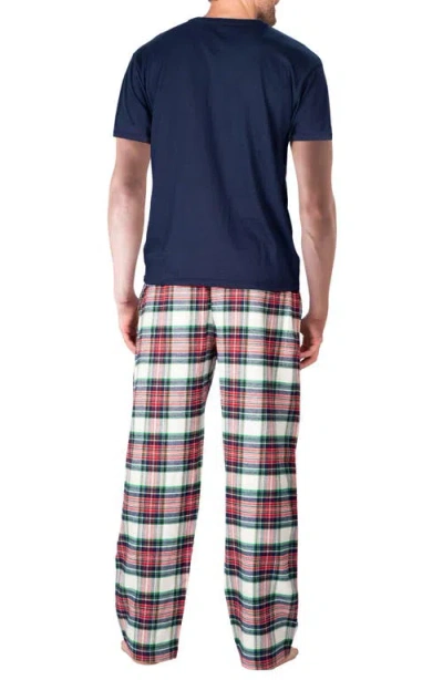 Sleephero Knit Brushed Grid Flannel Pajamas In Multi