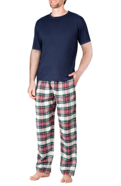Sleephero Knit Brushed Grid Flannel Pajamas In Multi