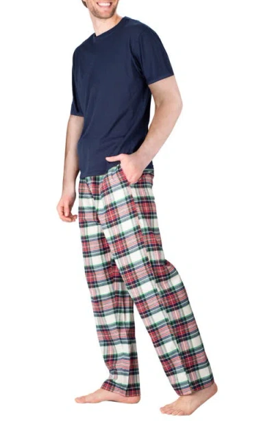 Sleephero Knit Brushed Grid Flannel Pajamas In Multi