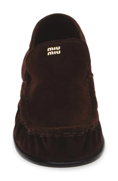 Miu Miu Barret Blue Leather Sneaker In Brown