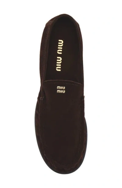 Miu Miu Barret Blue Leather Sneaker In Brown