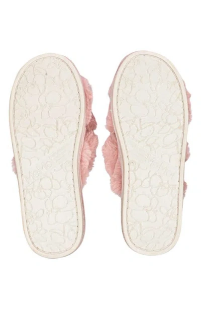 Memoi Double Cross Plush Slipper In Pink