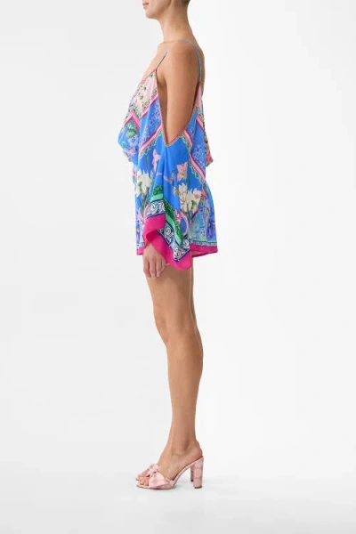 Camilla Womens Spirit Of Santa Maria Drop-shoulder Silk Playsuit In Blue