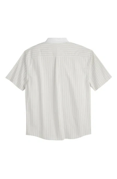 Scotch & Soda Pinpoint Boxy Short Sleeve Cotton Button-up Shirt In White