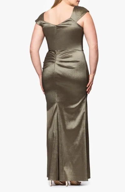 Xscape Evenings Stretch Taffeta Trumpet Gown In Brown