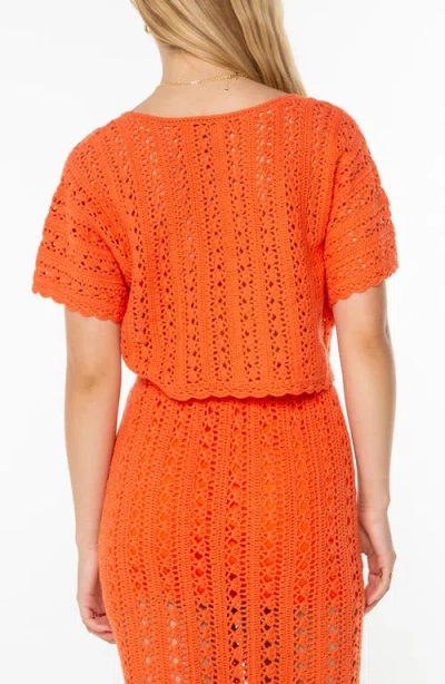 Roxy Sea Swirl Boxy Crochet Sweater In Orange