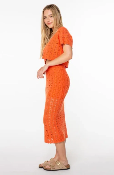 Roxy Sea Swirl Boxy Crochet Sweater In Orange