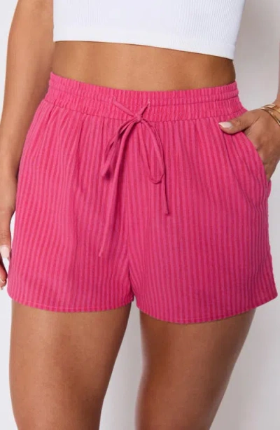 Vici Collection Mara Stripe Drawstring Waist Shorts In Pink