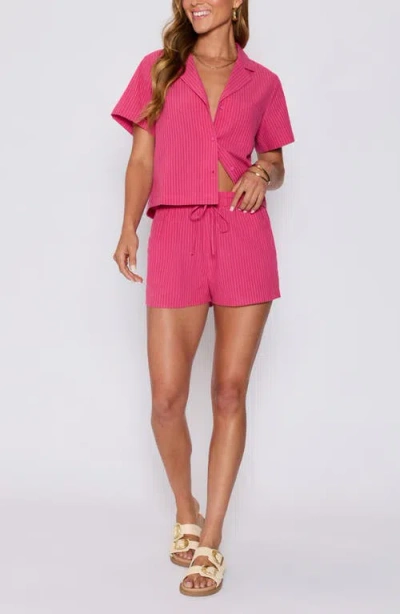 Vici Collection Mara Stripe Drawstring Waist Shorts In Pink