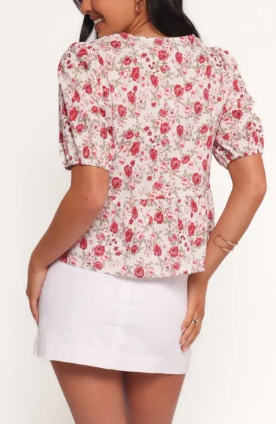 Petal And Pup Petal & Pup Tyra Floral Print Peplum Top In Red