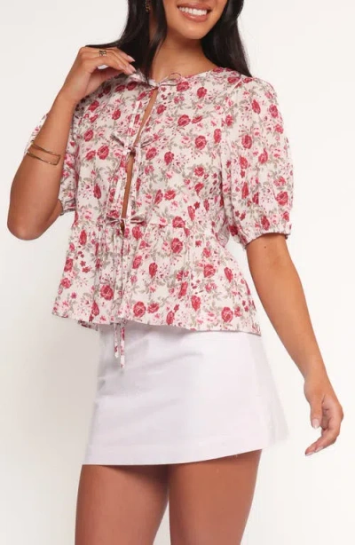 Petal And Pup Petal & Pup Tyra Floral Print Peplum Top In Red