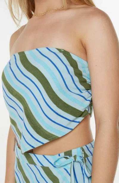 Roxy Wild At Heart Stripe Asymmetric Crop Top In Blue