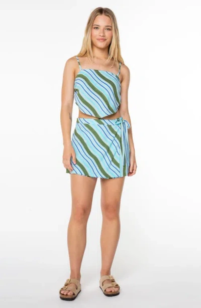 Roxy Wild At Heart Stripe Asymmetric Crop Top In Blue