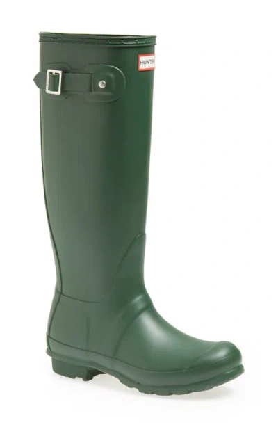 Hunter Original Tall Vulcanised Natural Rubber Wellington Boots In Green