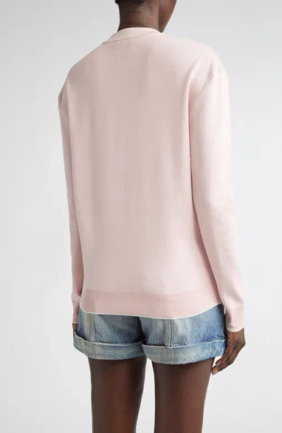 Balmain Emblem Embroidered Knit Cardigan In Pink