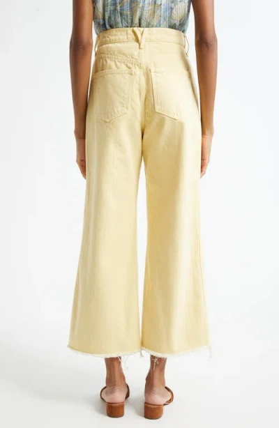 Veronica Beard Taylor High Waist Fray Hem Crop Wide Leg Jeans In Neutral