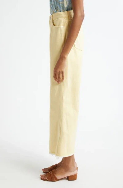 Veronica Beard Taylor High Waist Fray Hem Crop Wide Leg Jeans In Neutral