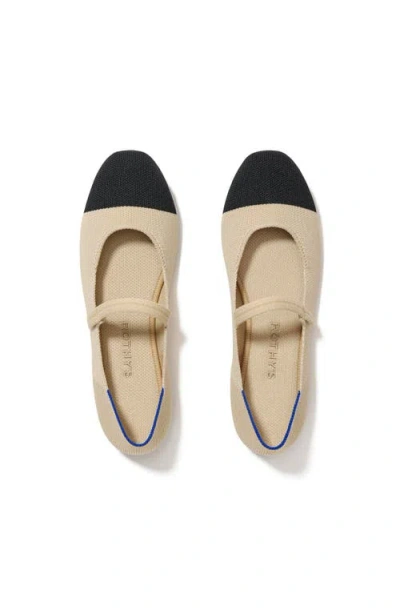 Rothys The Square Mary Jane In White In Cream Captoe