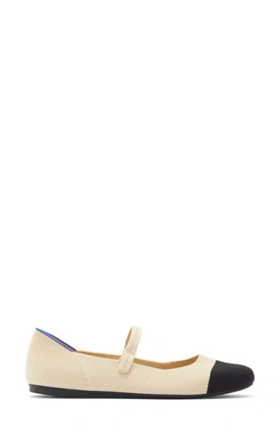 Rothys The Square Mary Jane In White In Cream Captoe