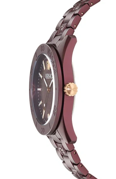 Versace V-dome Aluminum Bracelet Watch In Burgundy
