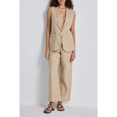 Reistor Sleeveless Hemp Jacket Set In Neutral