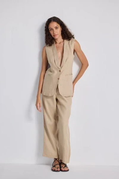 Reistor Sleeveless Hemp Jacket Set In Neutral