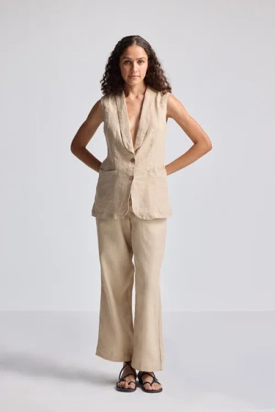 Reistor Sleeveless Hemp Jacket Set In Neutral