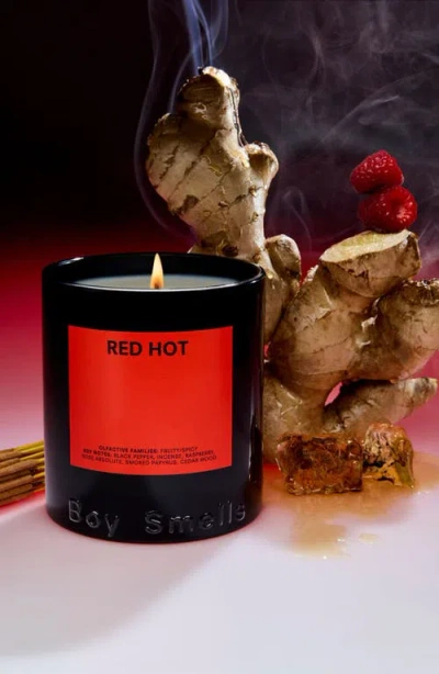 Boy Smells Red Hot Candle In Black